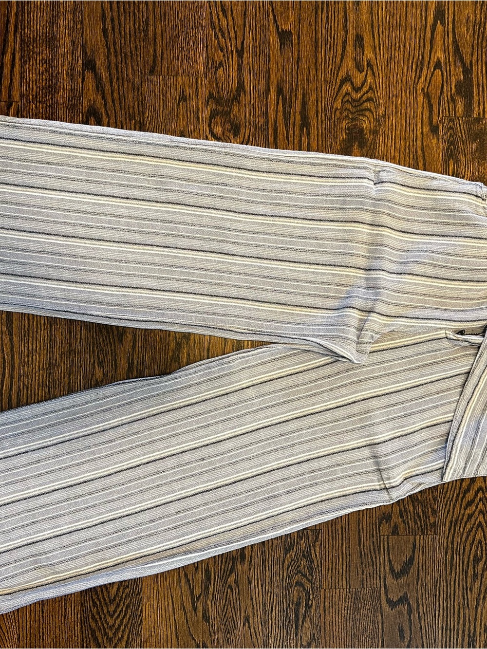 Free People Gray Stripe Straight Leg Pants